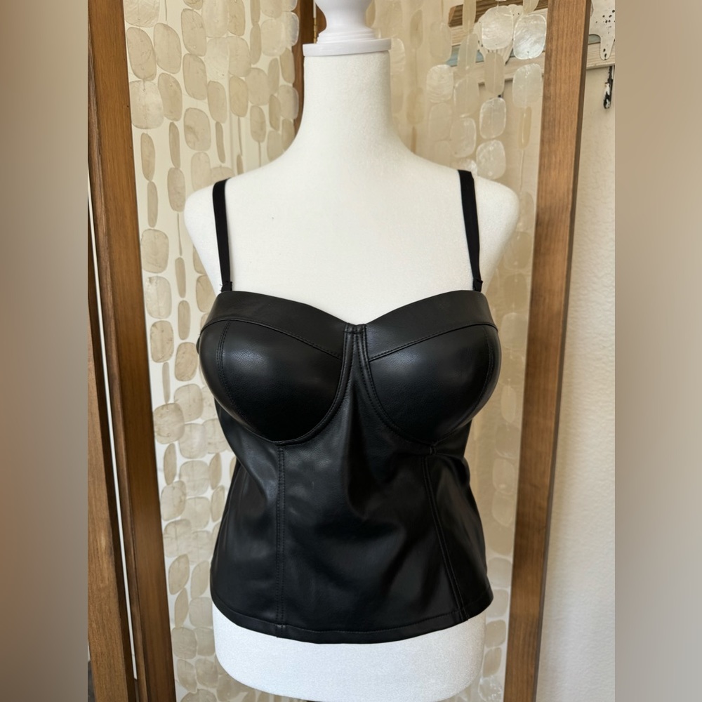 Black Faux Leather Bustier Marc New York sz M